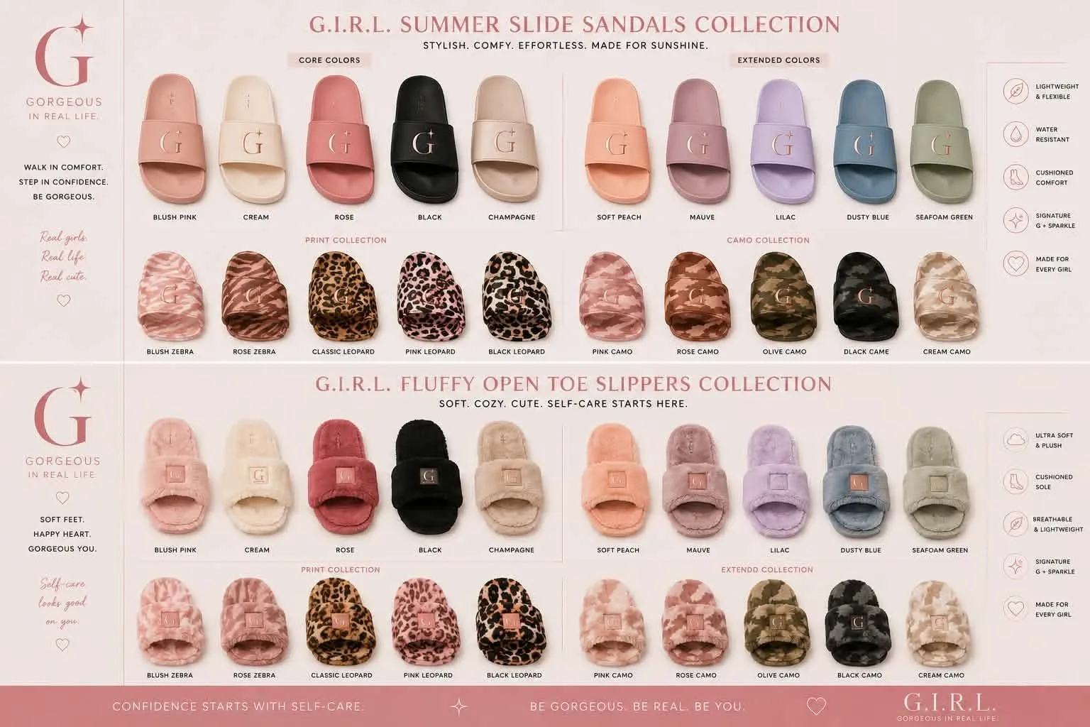 G.I.R.L. slide sandals and slippers catalog