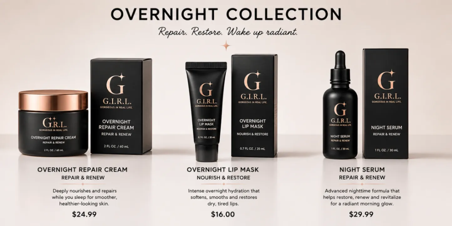 Overnight Collection - Clean vegan skincare and lip care by G.I.R.L.